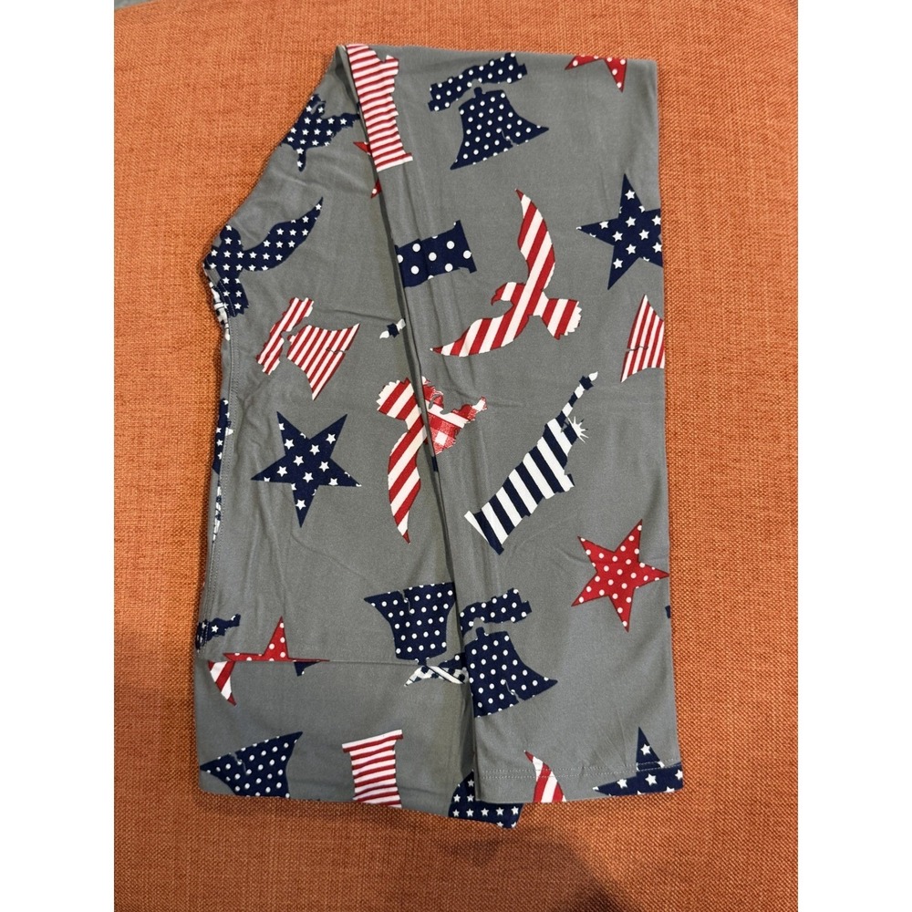 LuLaRoe Leggings Womens T/C Grey NWT Americana Stars‎ Liberty Bell Eagle
